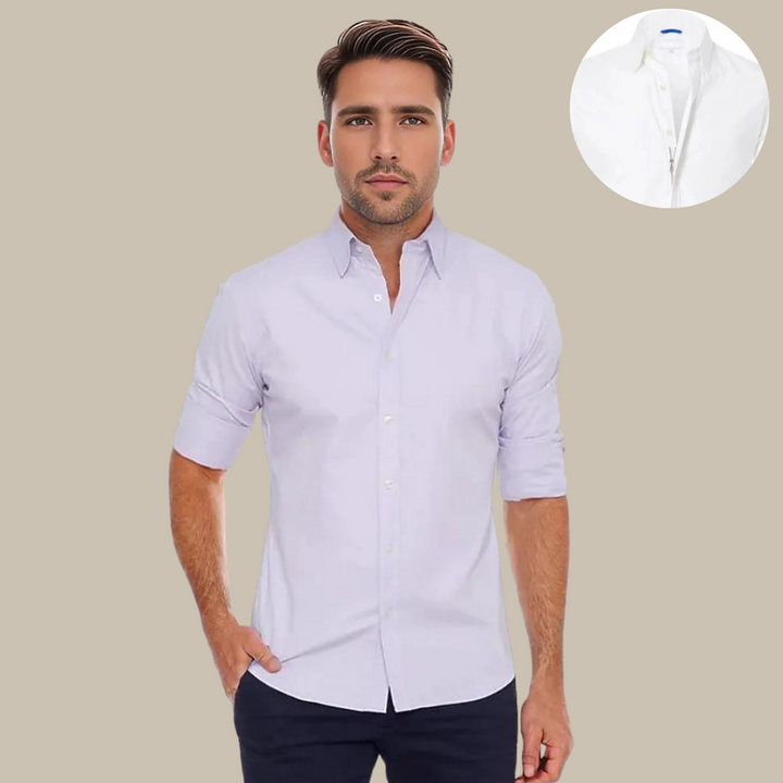 Professional Men's UltraFlex long-sleeve shirt with convenient zip closure & wrinkle-free fabric.