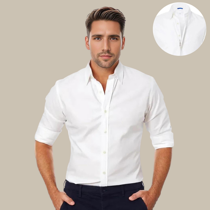 Versatile Men's UltraFlex Zip Shirt, perfect for both casual & formal wear. Modern style & comfortable.
