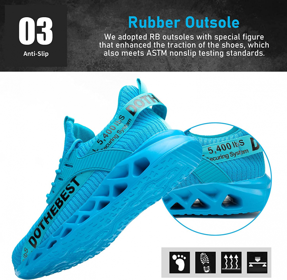 Breathable men's steel toe work shoes, ultralight, puncture resistant, and non-slip for maximum safety.