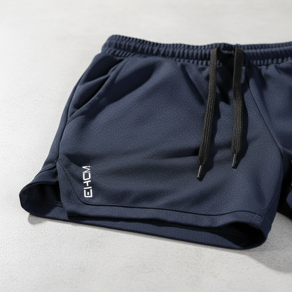 Relaxed fit men's drawstring shorts, ideal for casual wear and beach activities.