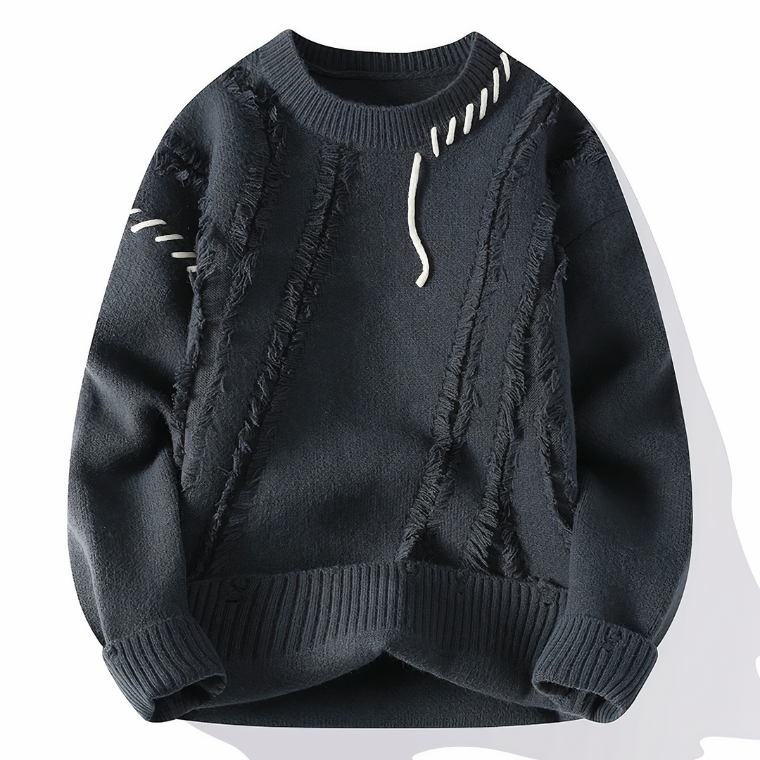 Men's Patchwork Jasper Sweater, a unique and stylish casual jumper for modern menswear.
