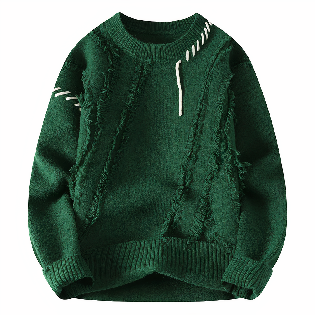 Fashionable men's patchwork Jasper sweater, a comfortable and unique winter jumper.