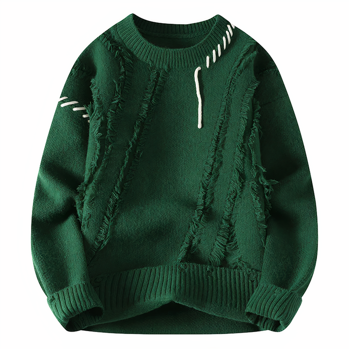Fashionable men's patchwork Jasper sweater, a comfortable and unique winter jumper.