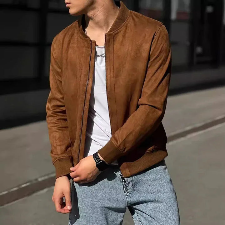 Stylish men's slim fit bomber jacket, ideal for urban streetwear, casual layering & modern fashion.