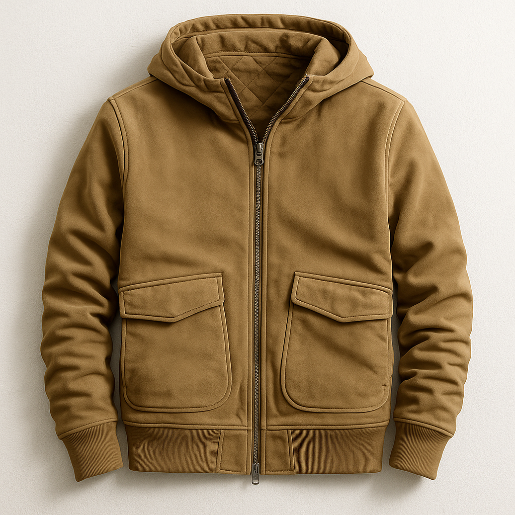 Men's urban casual hooded jacket in a relaxed fit. Ideal for everyday comfort, fall, and winter layering.