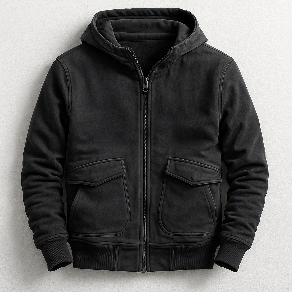 Stylish men's urban casual hooded jacket, a comfortable relaxed fit outerwear essential for fall and winter fashion.