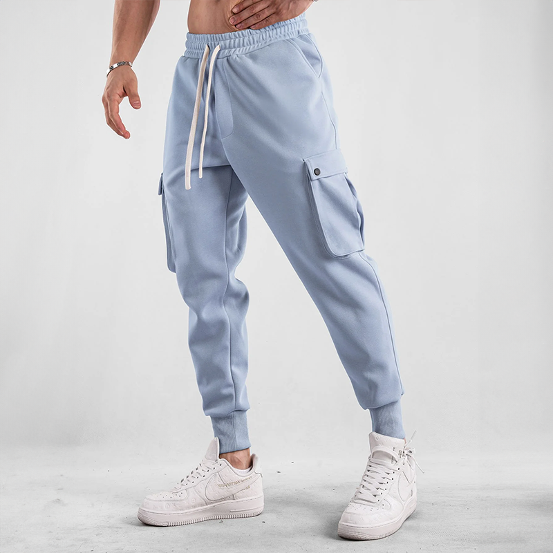 Streetwear men's bottoms: Urban Flex Cargo Joggers with soft lining, offering a warm and relaxed fit.