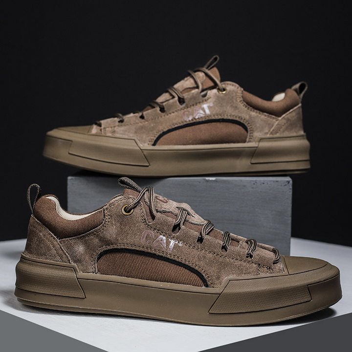 Close-up of durable sole on men's UrbanEdge Comfort Sneakers, great for walking.