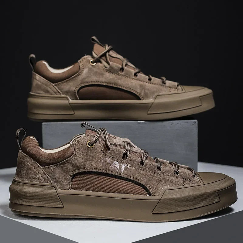 Men's UrbanEdge Comfort Sneakers, worn by a man walking in an urban setting.