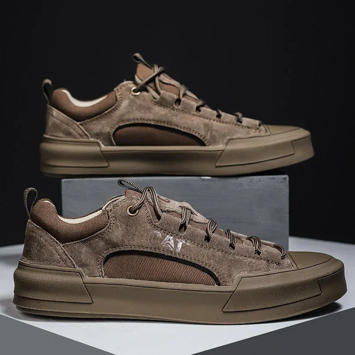 Men's UrbanEdge Comfort Sneakers, worn by a man walking in an urban setting.