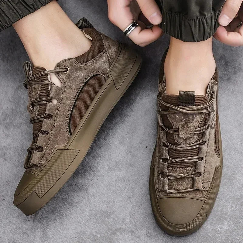 Fashion-forward men's sneakers, UrbanEdge Comfort, elevating casual urban outfits.