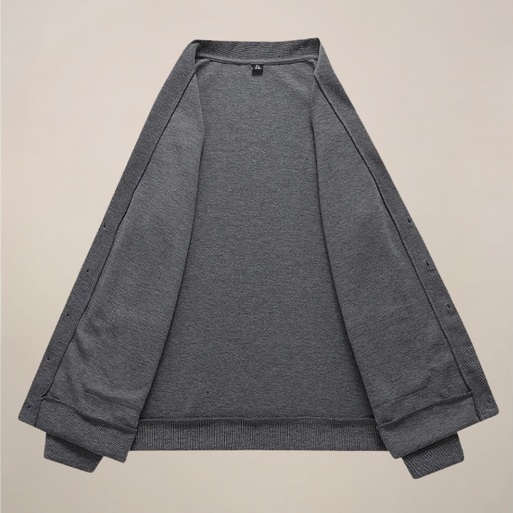 Classic men's V-neck cardigan, a button-up layering piece for versatile smart casual and everyday fashion.