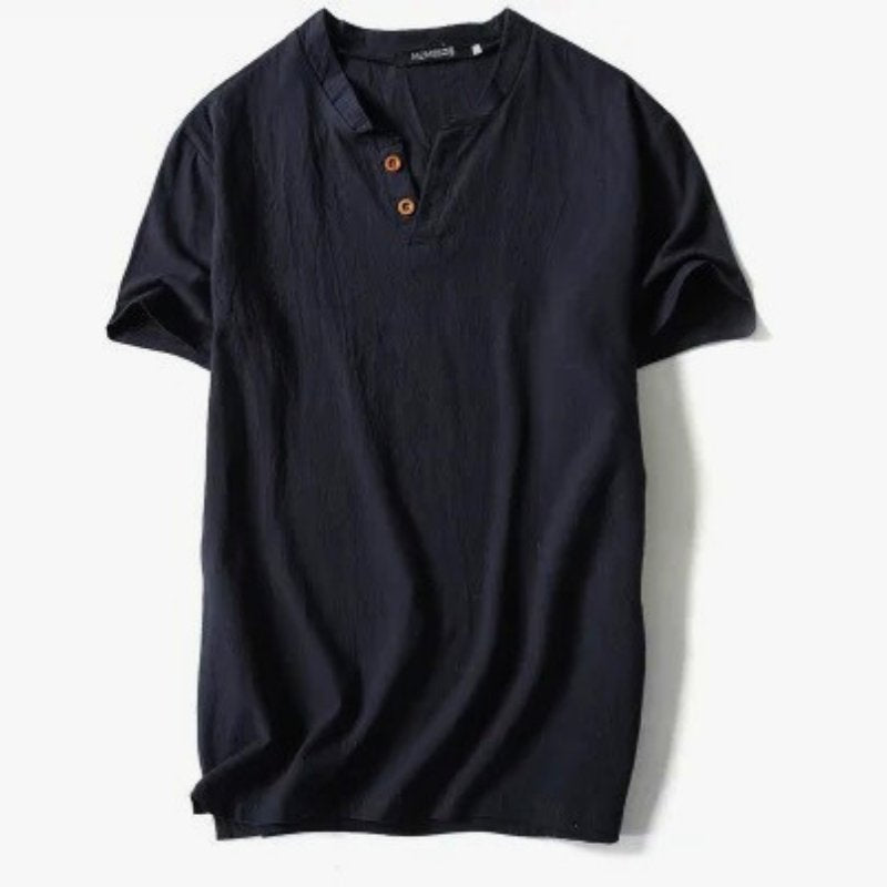 Comfortable men's V-neck t-shirt with short sleeves for everyday style. Soft, breathable casual wear essential.