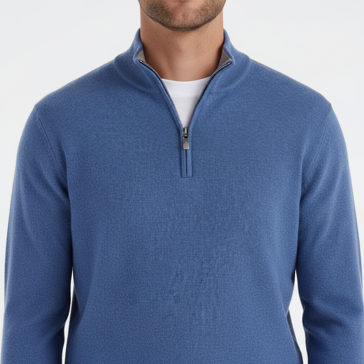 Men's v-neck sweater in rich burgundy faux merino, showcasing contemporary men's fashion.
