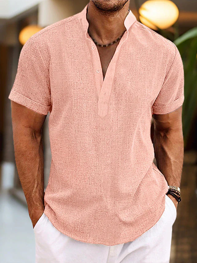 Men's V-neck polo shirt, casual comfort & everyday style. Perfect regular fit short sleeve top.