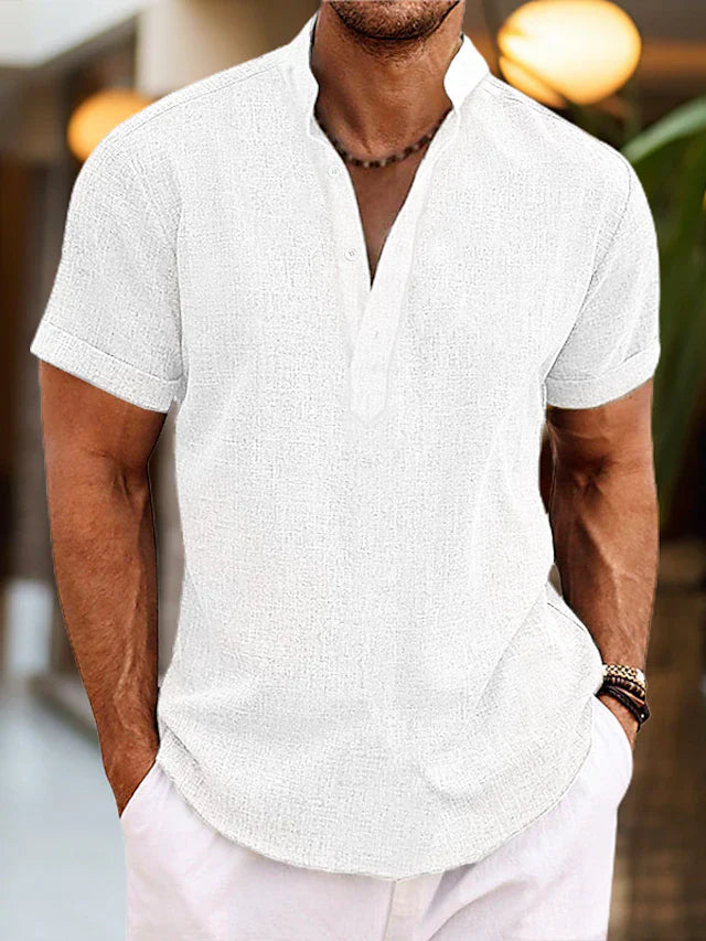 Versatile men's V-neck polo, ideal for summer & everyday fashion. Regular fit & comfortable fabric.