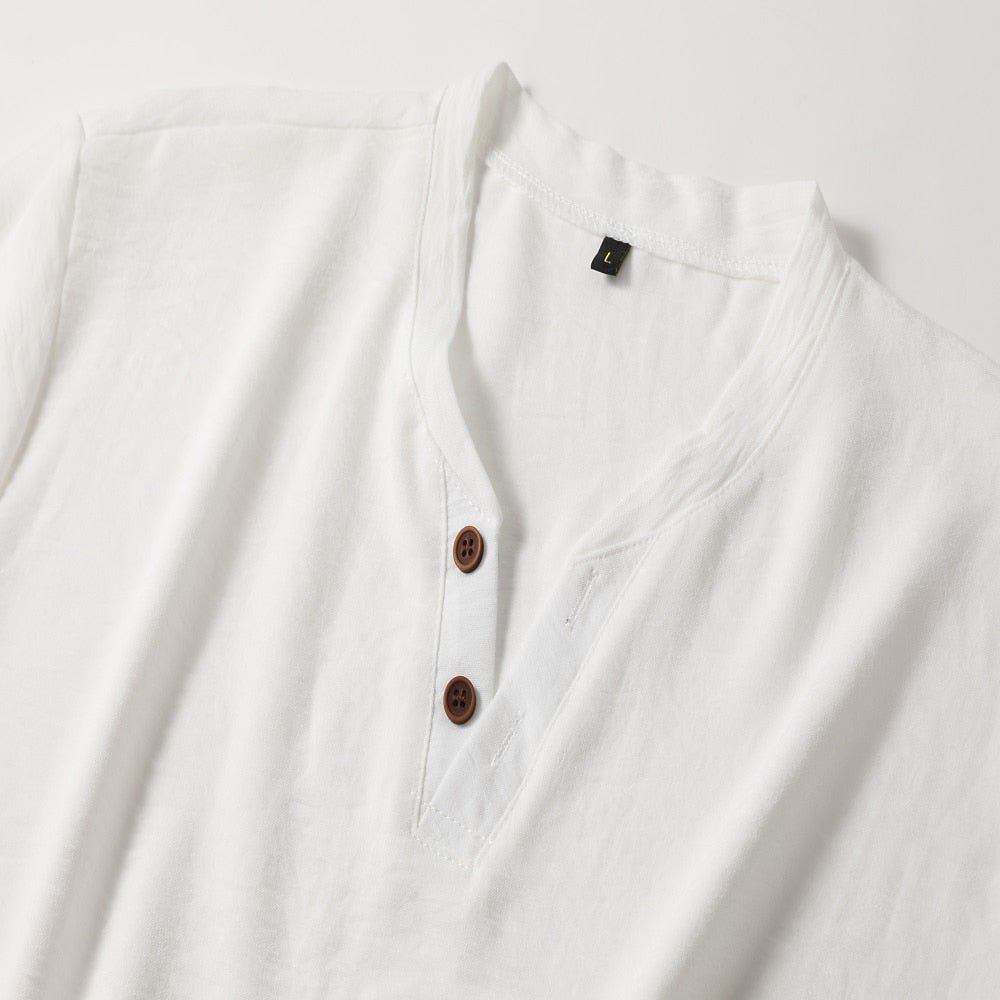 Men's V-neck short sleeve tee. Ultimate relaxed fit summer comfort top, great for everyday casual.