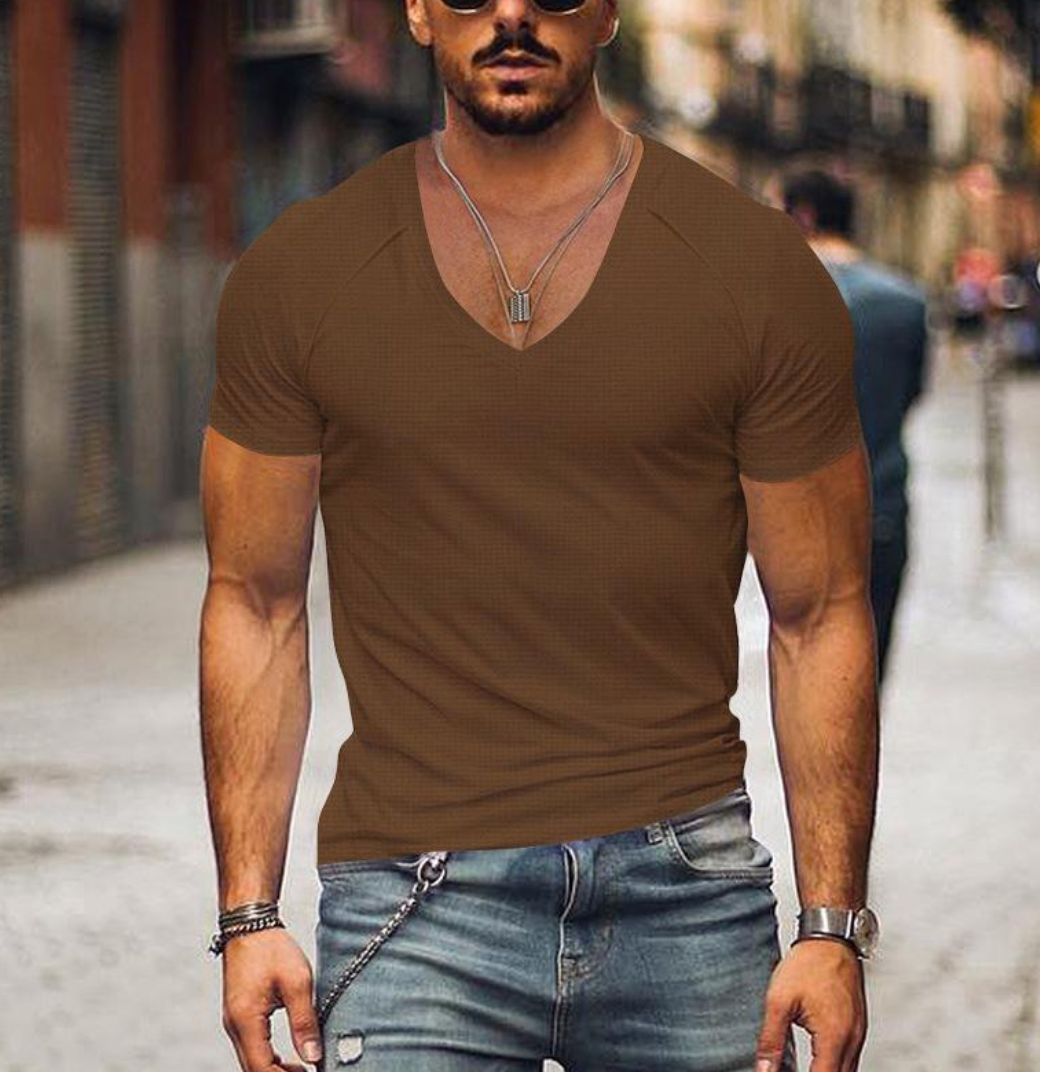 Effortless everyday style with this men's V-neck t-shirt. Comfortable short sleeve tee, ideal for casual and leisure wear.