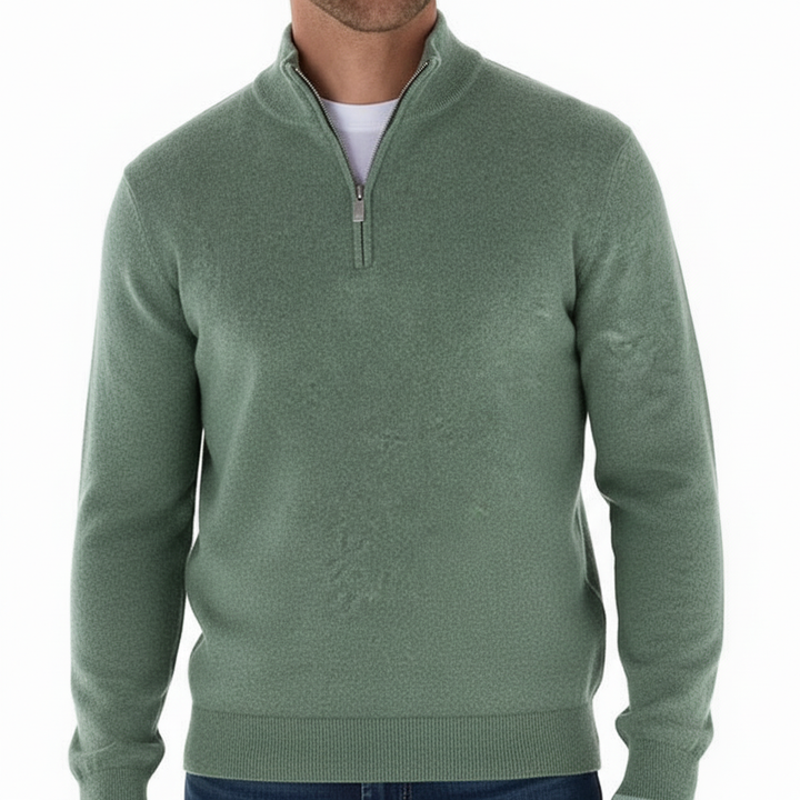 Comfortable men's winter wear: V-neck zip sweater in multiple colors