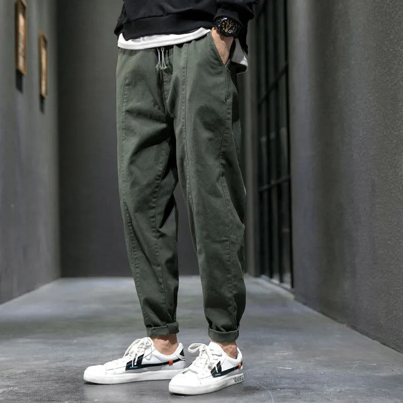 Drawstring waist detail on Men's Valencia tapered joggers, designed for adjustable comfort & everyday wear.