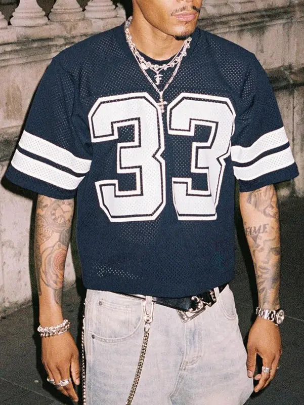 Breathable Valenza mesh football jersey for men. Relaxed fit athletic wear, ideal for sports or comfortable everyday fashion.
