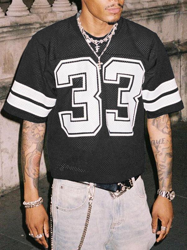 Stylish men's Valenza mesh football jersey with graphic detail. Breathable, relaxed fit for casual streetwear and comfort.