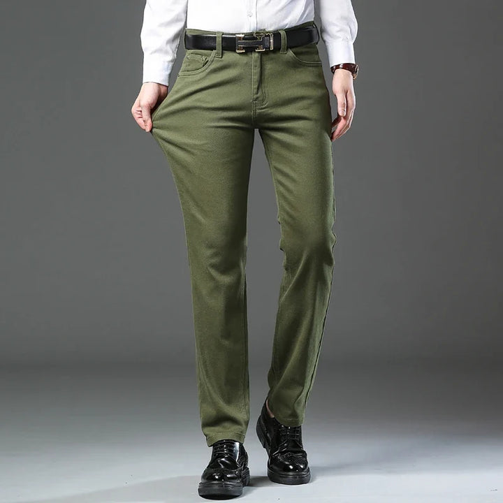 Black Vance regular fit straight leg pants for men. Versatile comfort, ideal for workwear & casual style.