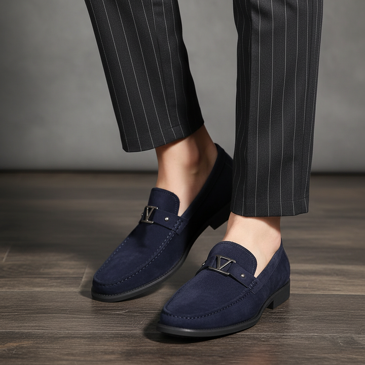 Men's vegan suede formal slip-on loafers, autumn winter fashion, non-slip comfort shoes