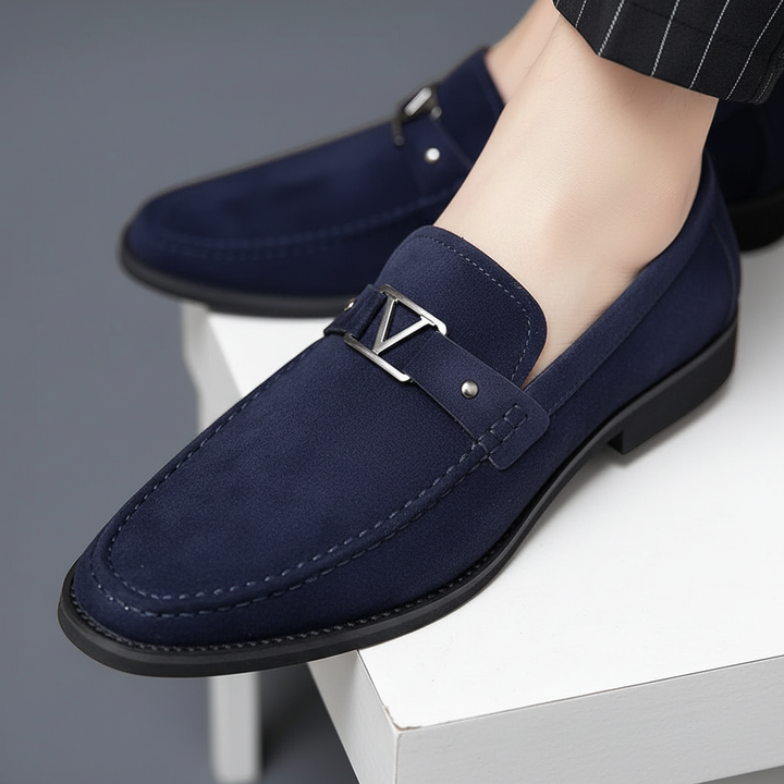 Comfortable men's vegan suede loafers, non-slip design, perfect for autumn winter