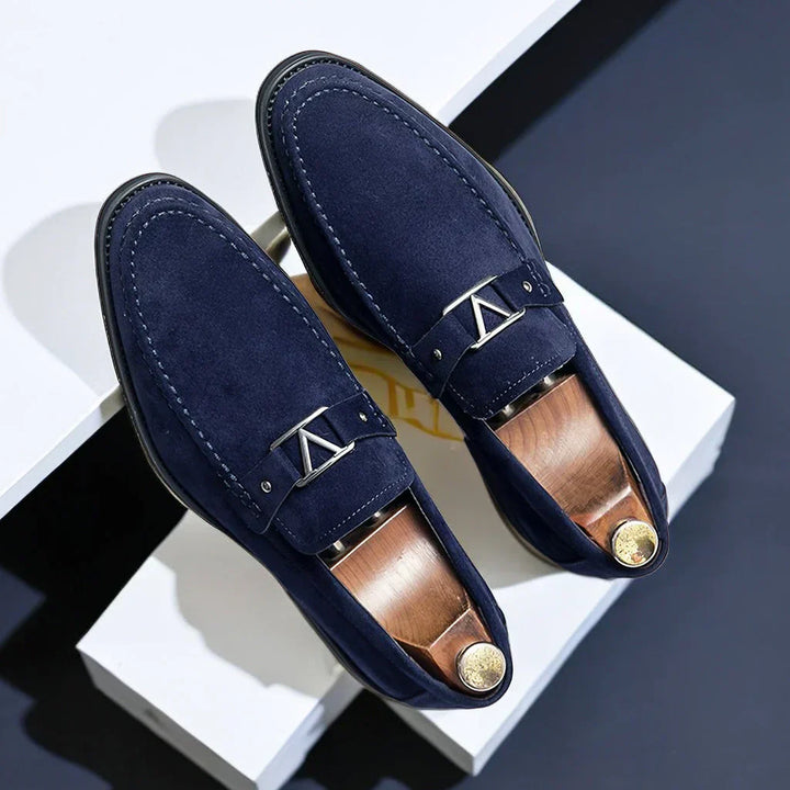 Elegant men's slip-on loafers handcrafted from premium vegan suede, Bruce model