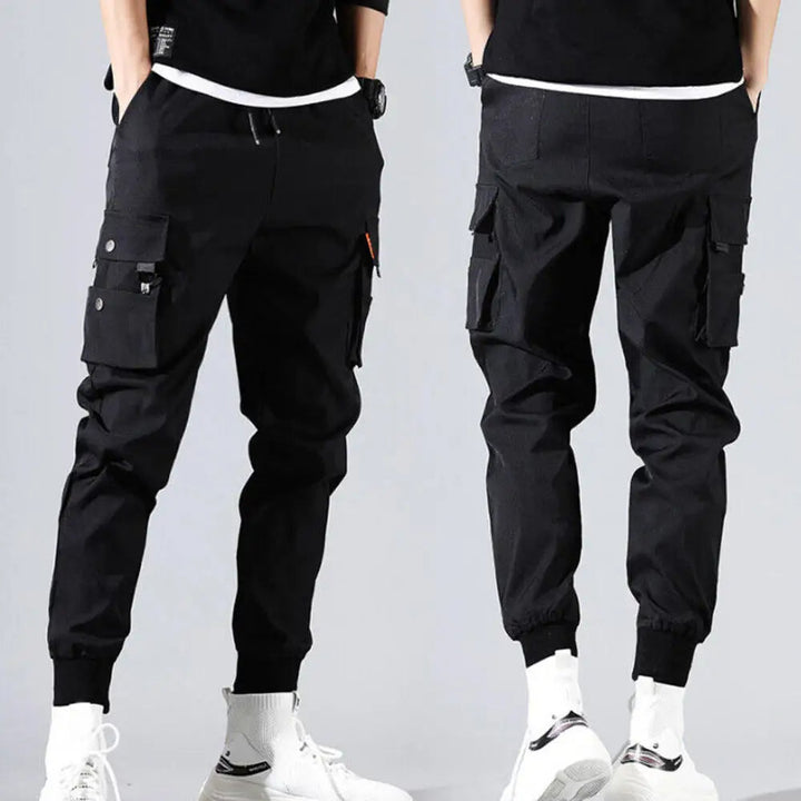 Men's athletic fit cargo joggers with a trendy tapered leg, comfortable drawstring waist, and elastic cuffs.