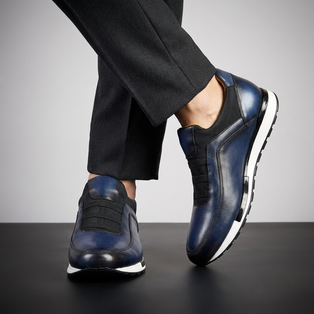 Close-up of genuine velour leather brogues, highlighting rich texture & detailed stitching. Premium men's shoes.