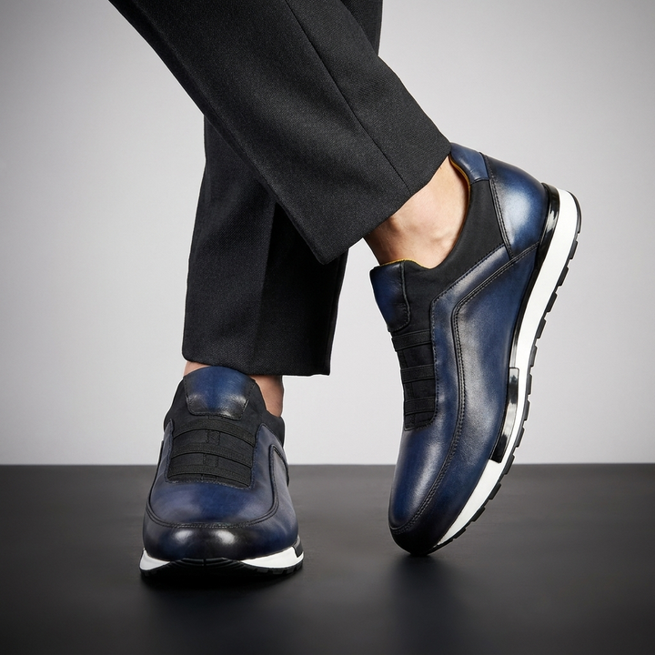 Close-up of genuine velour leather brogues, highlighting rich texture & detailed stitching. Premium men's shoes.