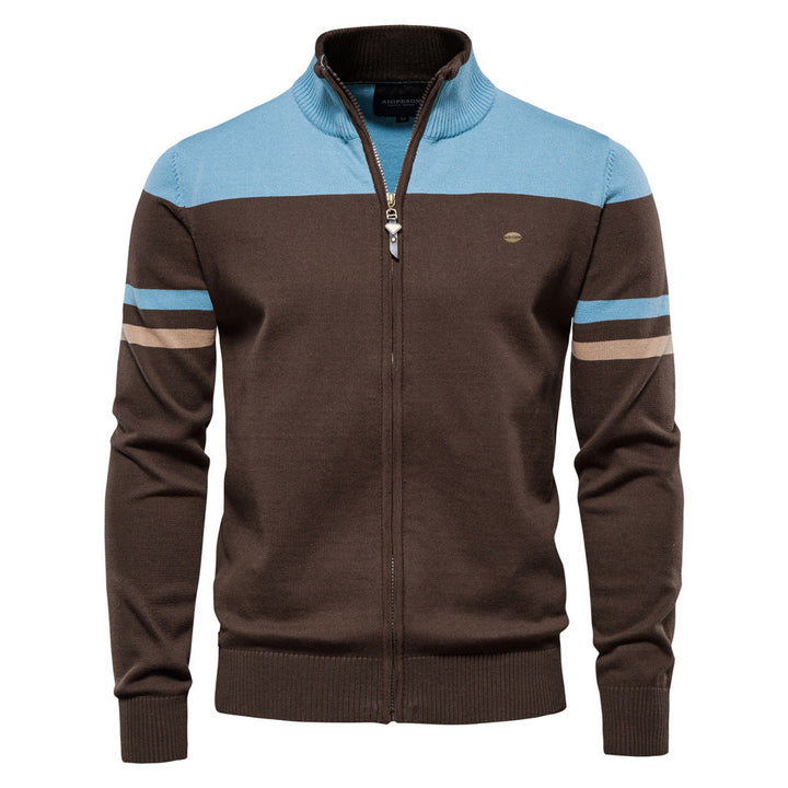 Men's Verona Colorblock Zip Cardigan, a modern layering sweater for stylish casual wear.