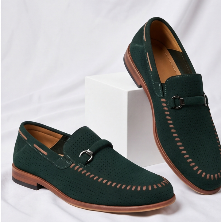 Close-up of Verona Perforated Loafers, highlighting breathable design & premium material.