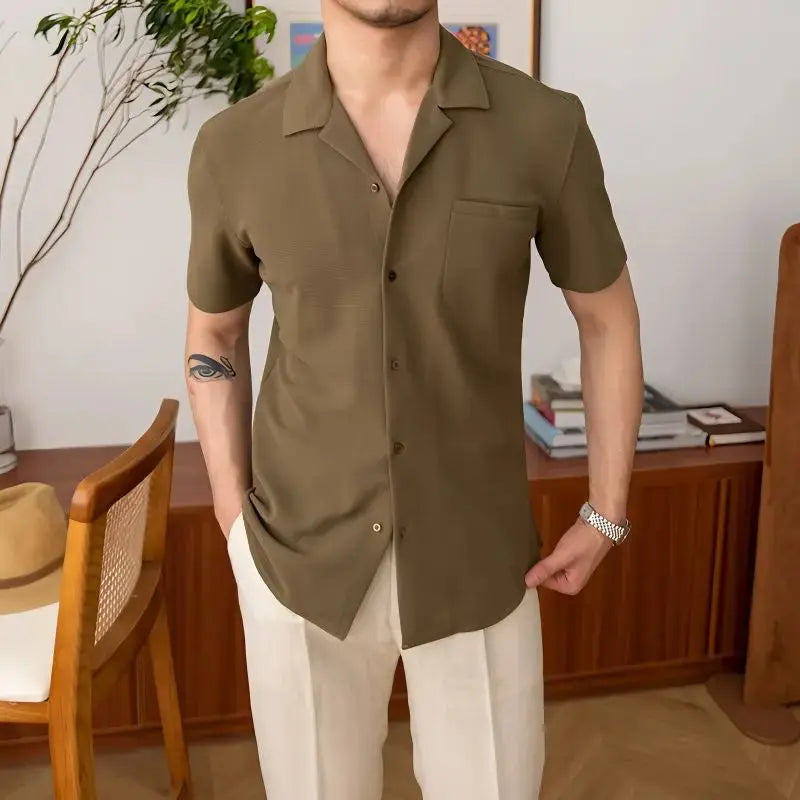 Men's versatile basic white button-up shirt for everyday style, casual, or smart-casual wear.