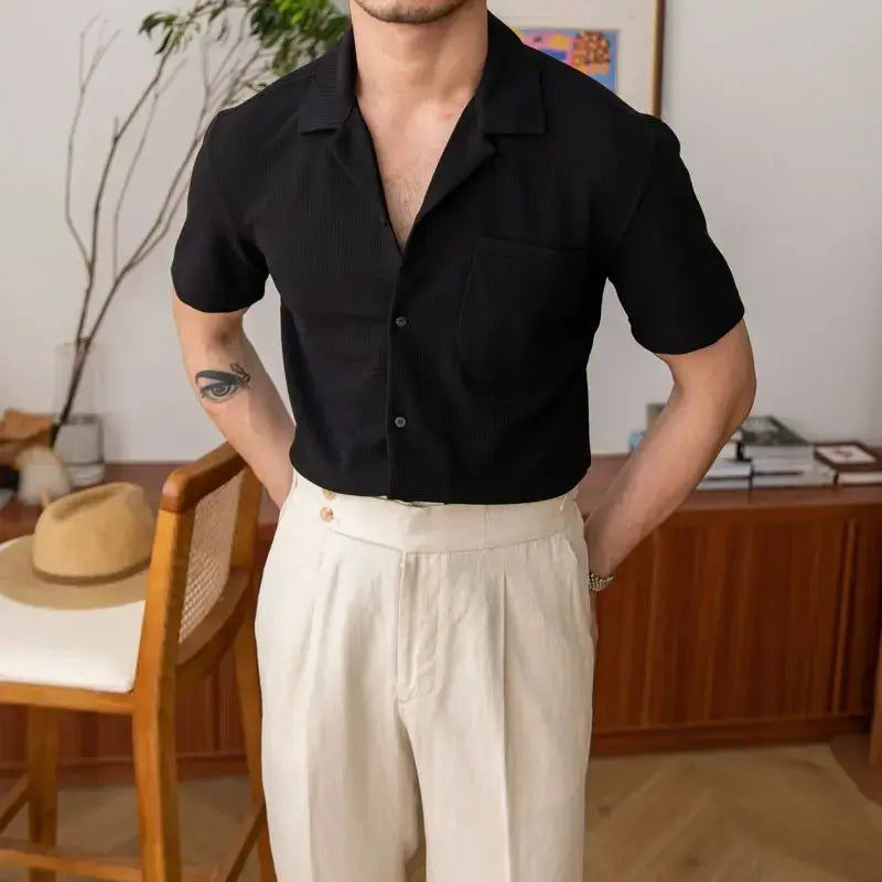 Men's white basic button-up shirt, a clean and classic staple for everyday wear and versatile fashion.