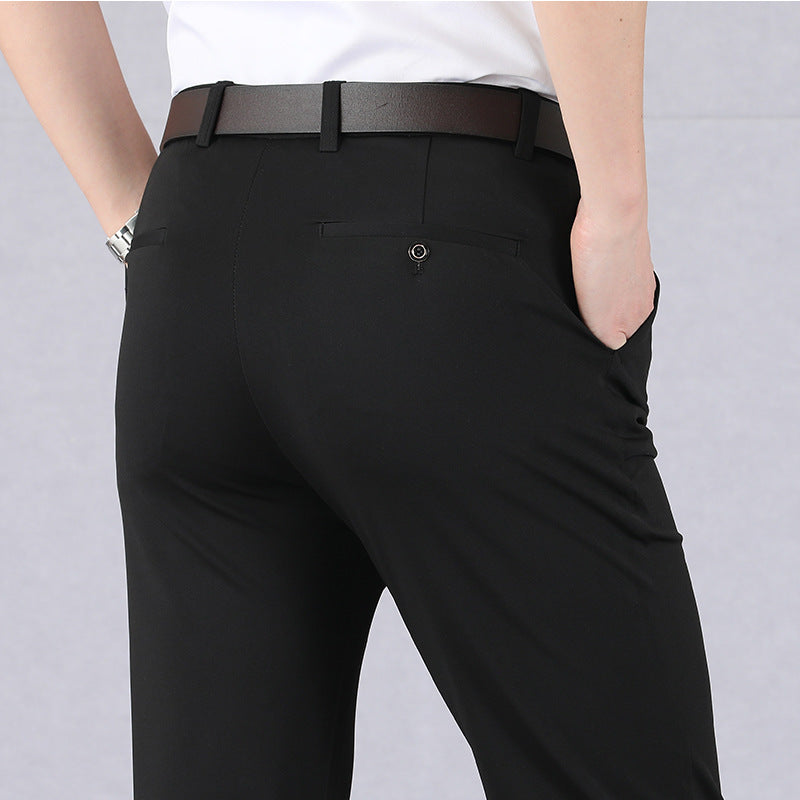 Modern men's versatile stretch trousers in red, designed for performance, style, and everyday comfort.