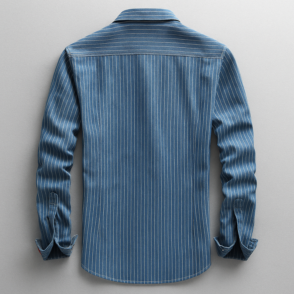 Casual men's gray utility long-sleeve button-up shirt, designed for versatile everyday style and comfort.