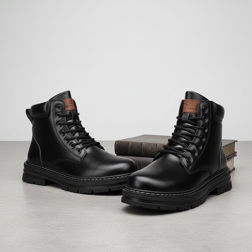 Stylish men's Aaron versatile casual boots, suitable for autumn and winter, made from high-quality synthetic leather.