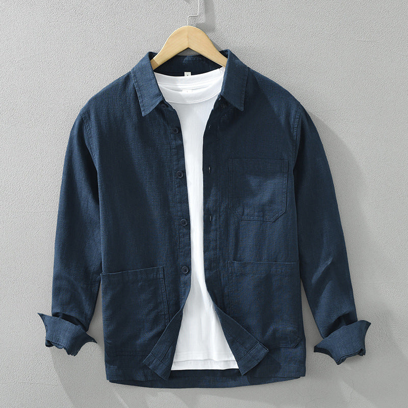 Men's versatile button-up shacket for stylish layering & everyday comfort.