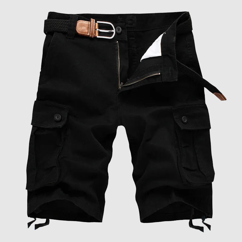 Stylish men's adventure cargo shorts featuring ample pockets, great for outdoor apparel and active lifestyles.