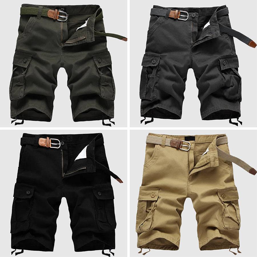 Durable men's cargo shorts, adventure-ready with practical utility pockets for everyday outdoor apparel.