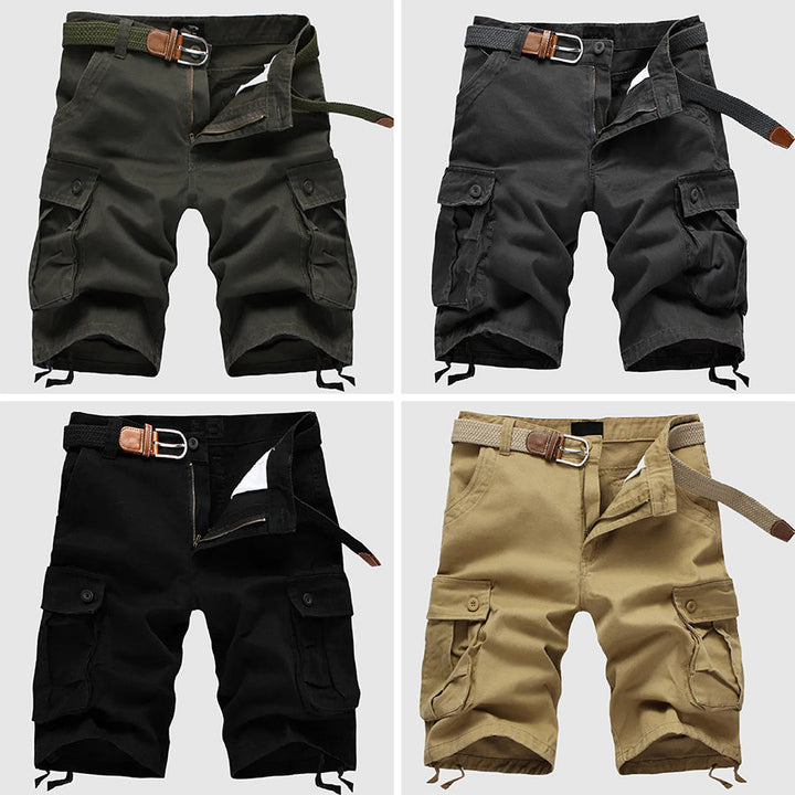 Durable men's cargo shorts, adventure-ready with practical utility pockets for everyday outdoor apparel.