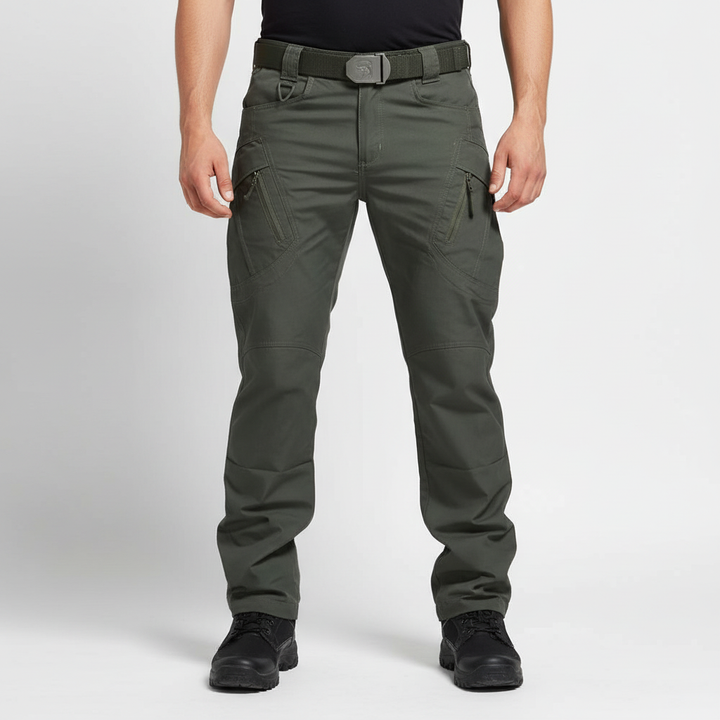 Rear view of men's cargo trousers, Gabriel, highlighting pocket and durable fabric, versatile style