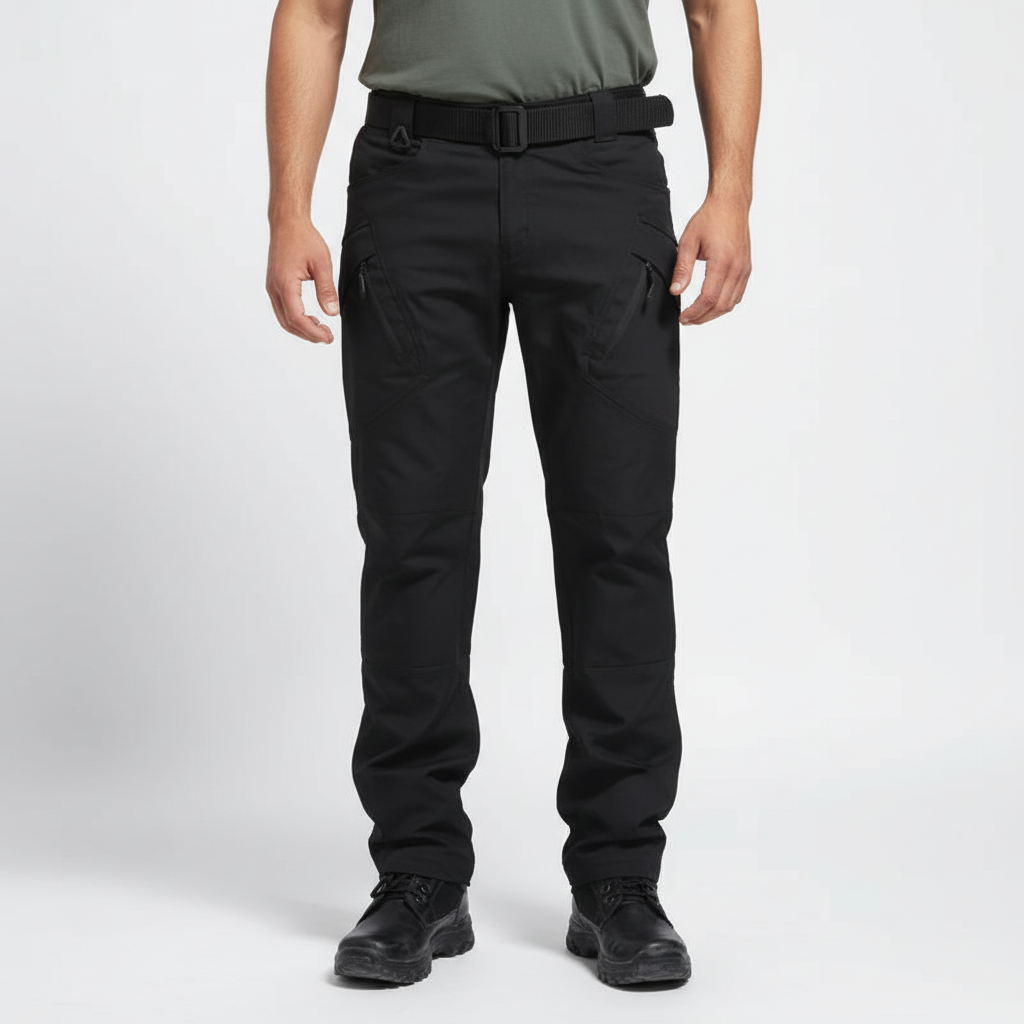 Stylish men's cargo trousers, Gabriel, paired with boots, showcasing casual and utility wear