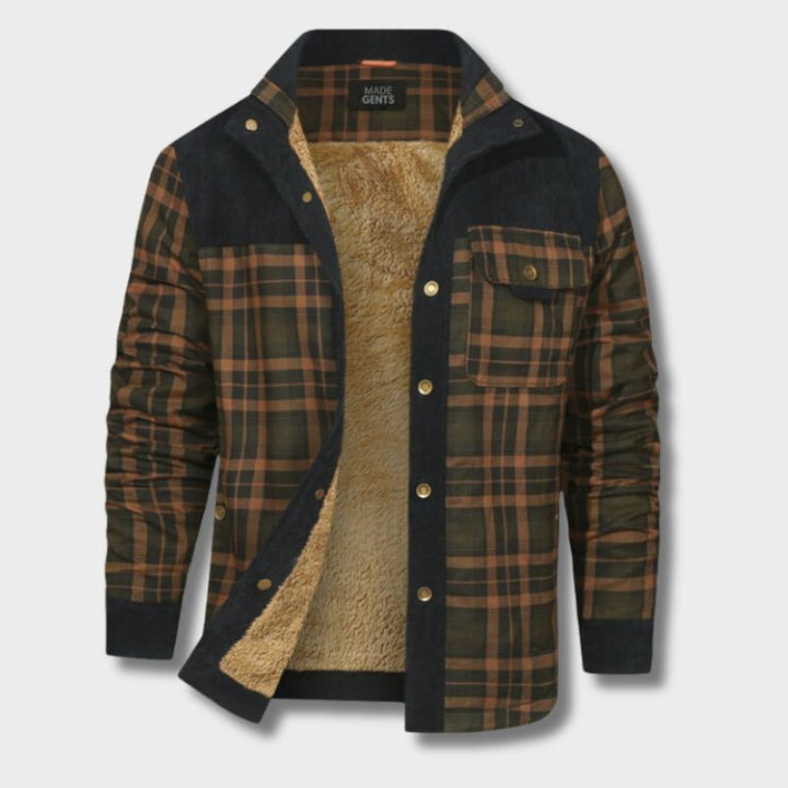 Men's versatile checked shirt jacket in sand camouflage, perfect for casual everyday style and layering.