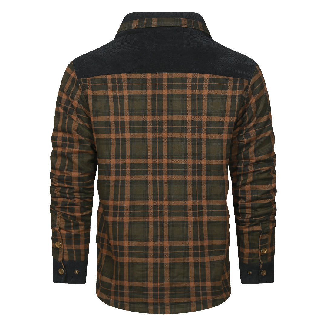 Stylish men's sand camouflage checked shirt jacket, durable and perfect for everyday casual and layering.