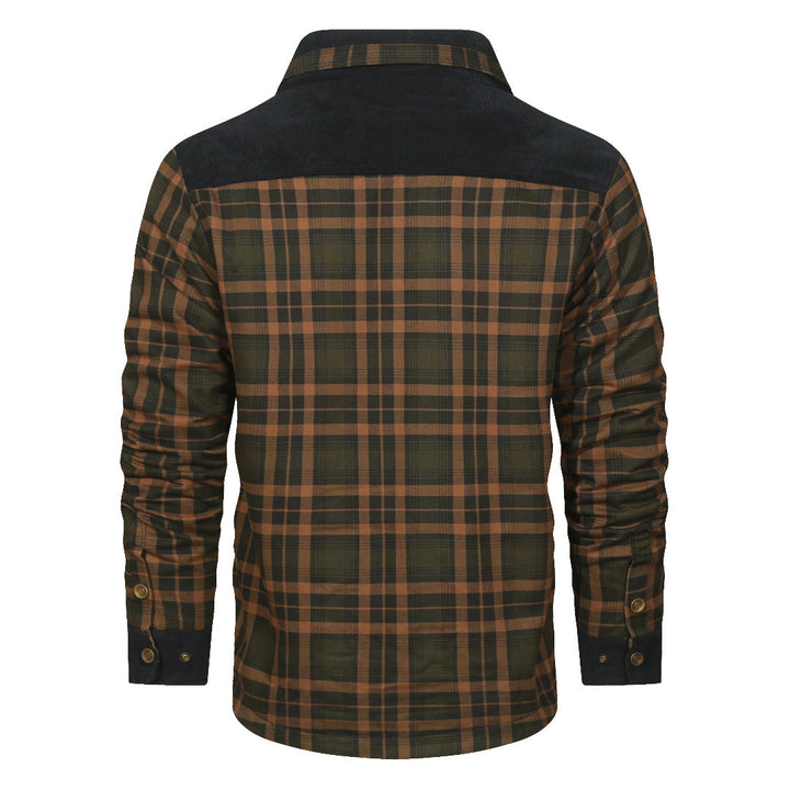 Stylish men's sand camouflage checked shirt jacket, durable and perfect for everyday casual and layering.