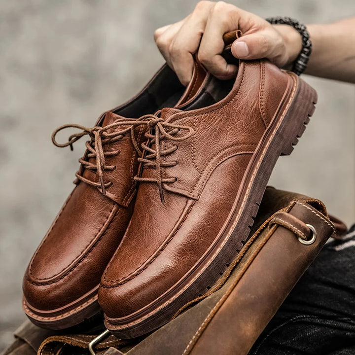 Men's versatile everyday & dress shoes in brown leather, perfect for casual or formal wear. Comfortable & smart lace-ups.